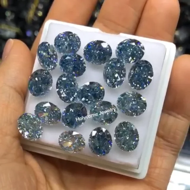 

NEW Dark sapphire Blue color beautiful moissanite 10*8MM OVAL ice crushed Special shinning cut Wuzhou Holycome