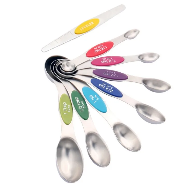 

Spring Chef Magnetic Measuring Spoons Dual Sided, Stainless Steel Fits in Spice Jars, Set of 8, Customized