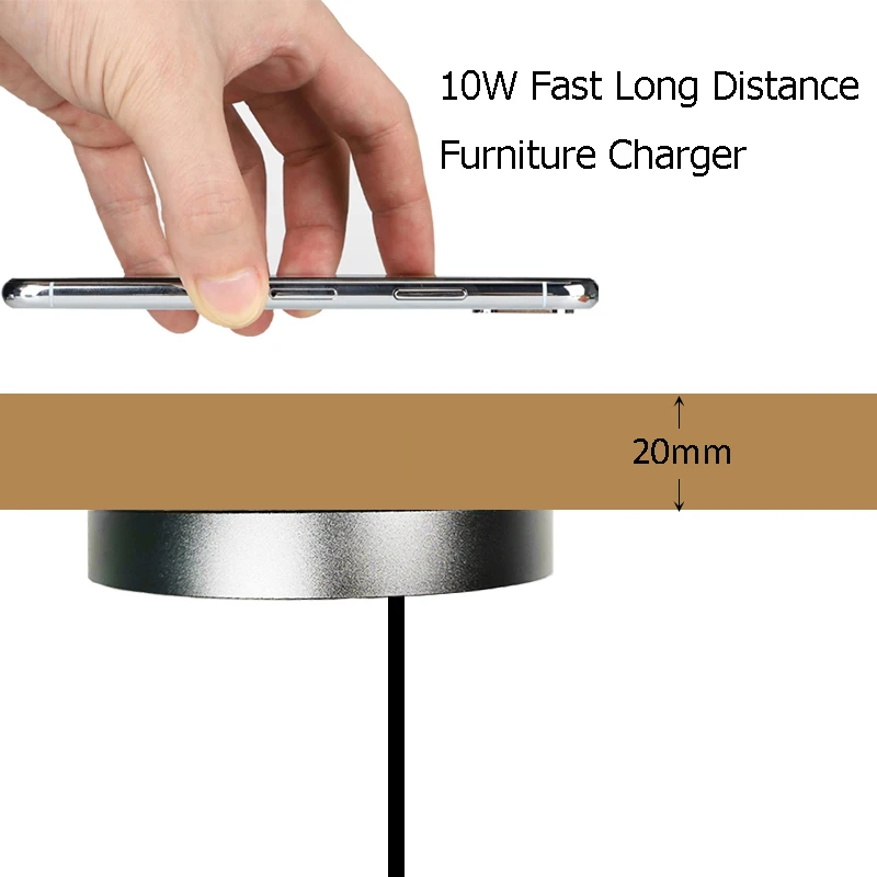 

Under table desk furniture hidden long range invisible 10W output Qi wireless charger