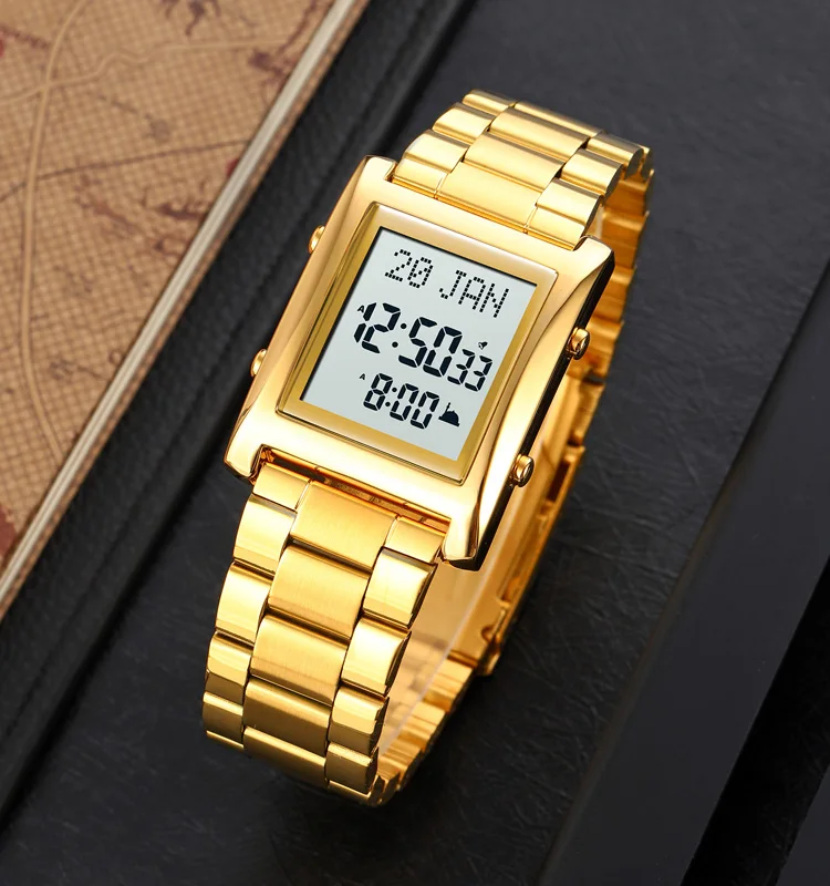 

Factory Price Skmei 1815 Gold Silver Muslim Arabic Wrist Watch for Man Multi-Function Islamic Azan Mosque Muslim Watch