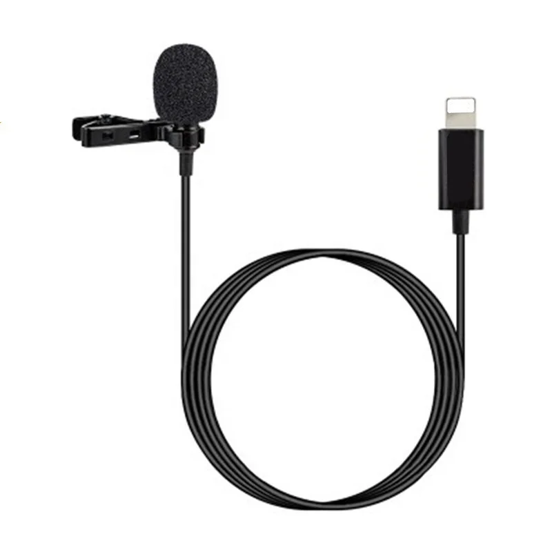 

Newest TikTok Live Stream lightning condenser microphone clip on lavalier lapel microphone for studio recording iPhone 11, Black