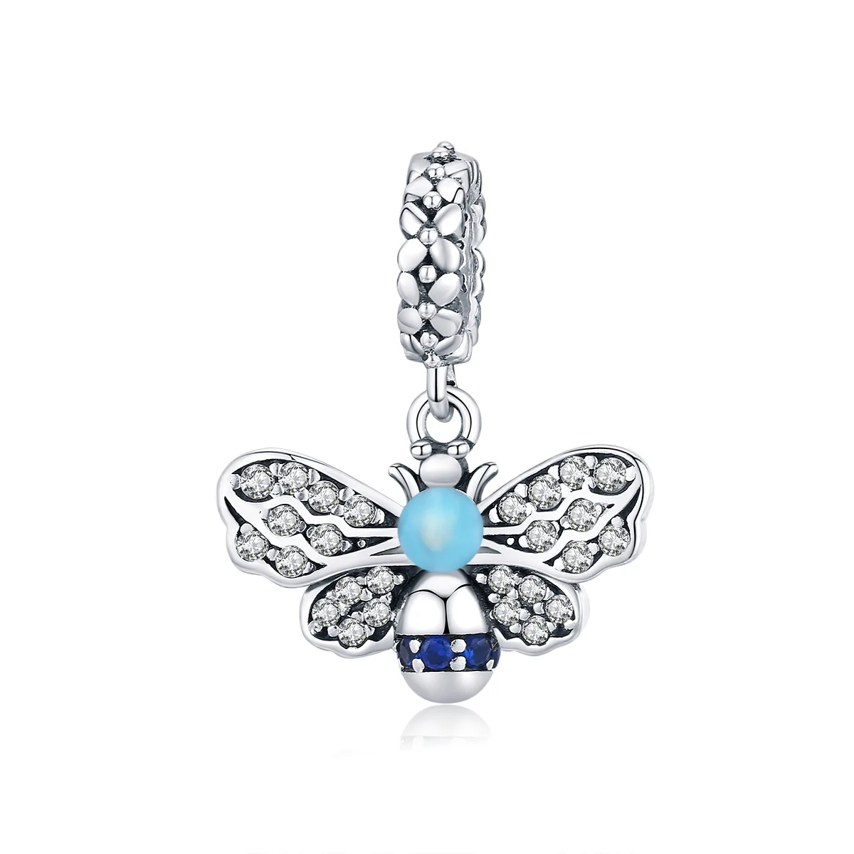 

Insert Series Genuine 925 Sterling Silver Blue Enamel Bee Pendant Charm