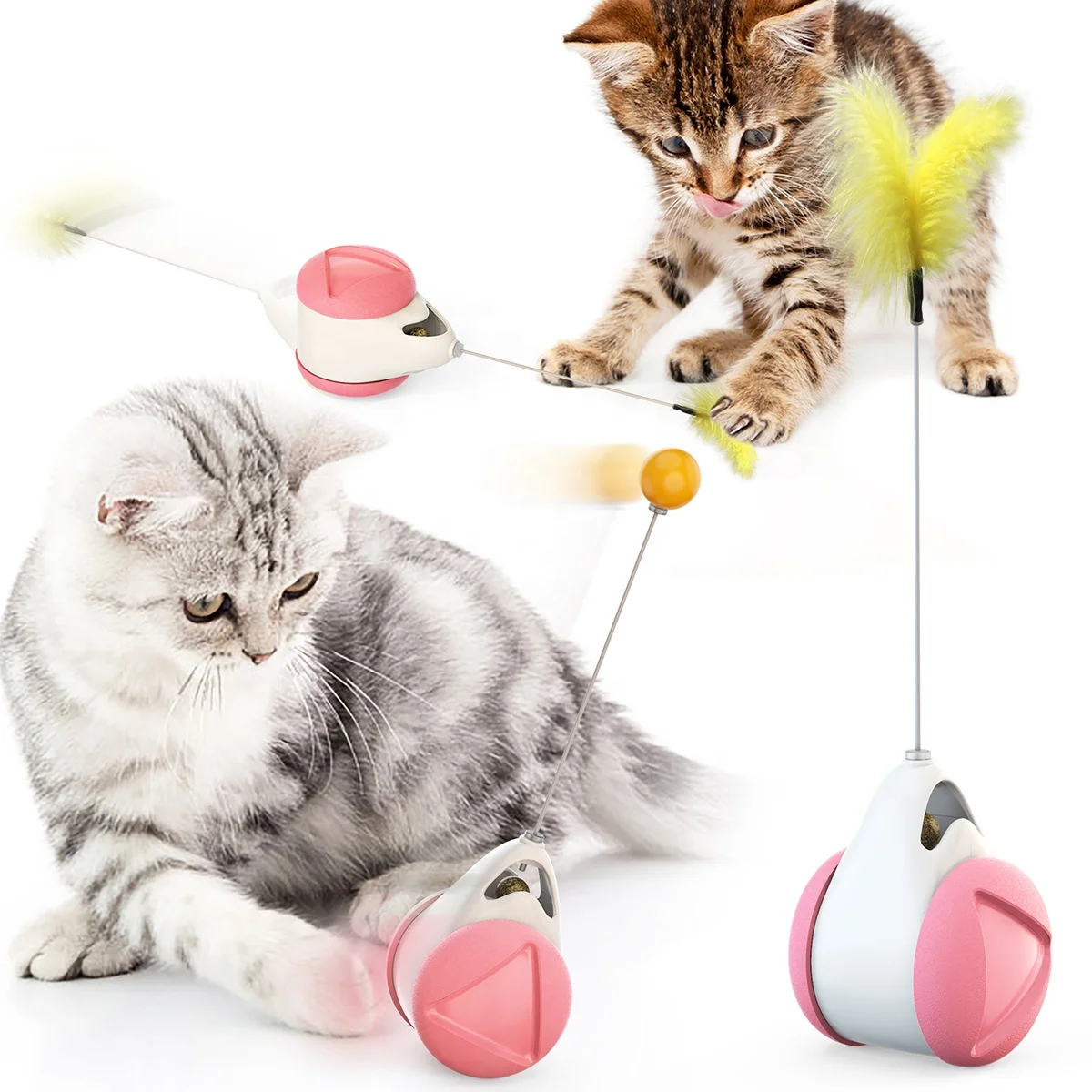 

Amazon Popular Pet Cat Toys Intelligent Automatic Rotation Feather Rolling Catnip Ball Interactive Cat Toy