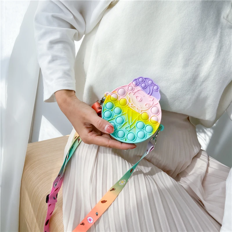 

Designer Silicone Rainbow crossbody bag Mini fruit Coin Purse Handbags, As picture