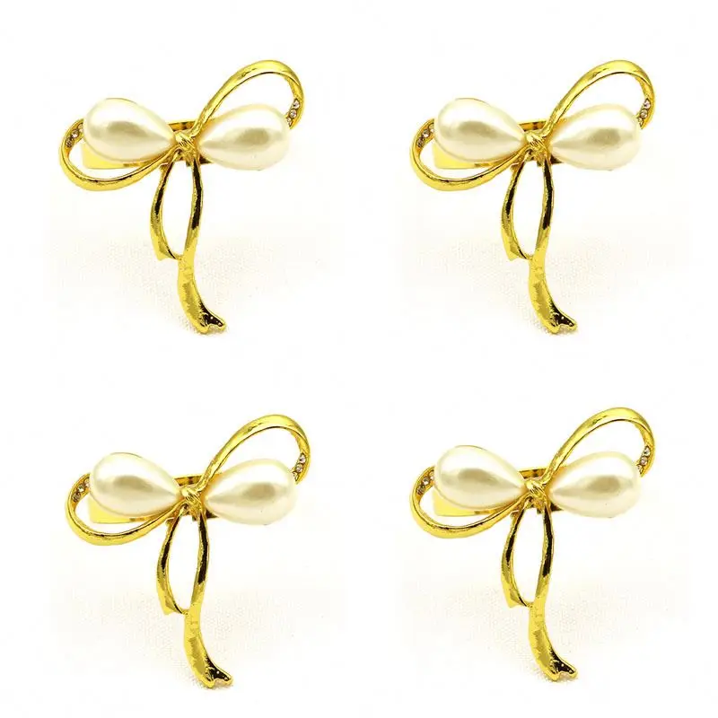 

Bulk wholesale gold butterfly pearl napkin ring for weddings women accessories