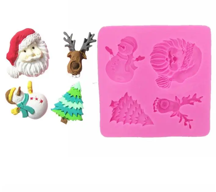 

Santa Snowman Christmas Tree Deer Mold Candy Jelly 3D Silicone Mold Cake Decorating Tools Baking Sugar Soap Mold