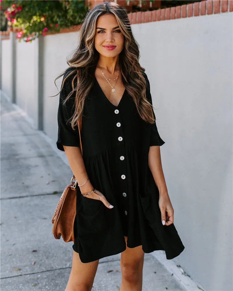 

Women's Printed Elegant Dress Long Sleeve V-Neck Tunic Dress