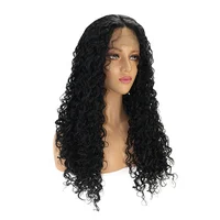 

Best Quality Long Kinky Curly Black Color Synthetic Lace Front Wig for Black Women Daily Use 150% Heavy Density
