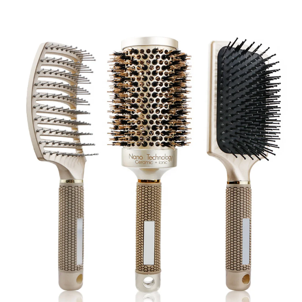 

Professional Nami Ceramic Styling Comb Hair Brushes Hot Curling Brush Tangle Detangling Hair Massage Brushes sets