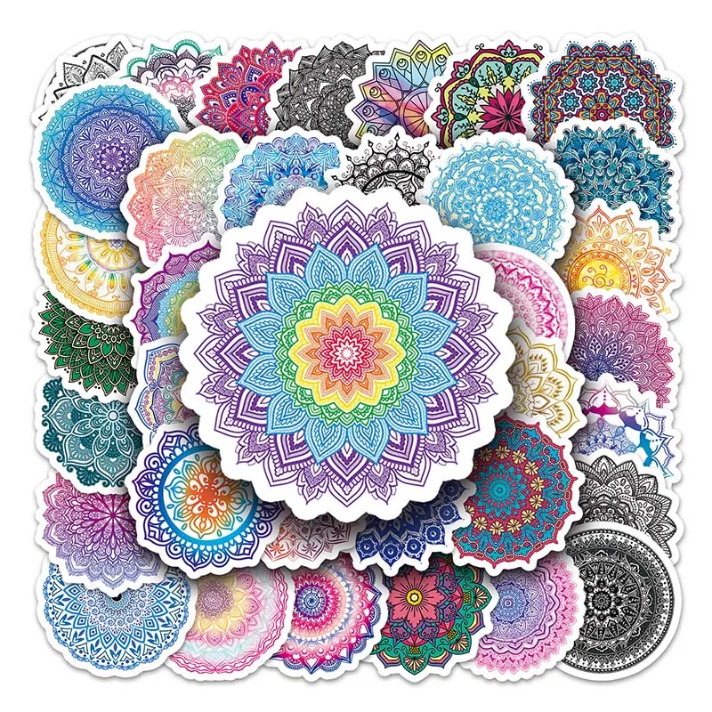 50Pcs High Quality Aesthetics Plant Art Datura Cartoon Mandala Sticker For Girl Scrapbook Phone Laptop Bottle Decor Decal Pack