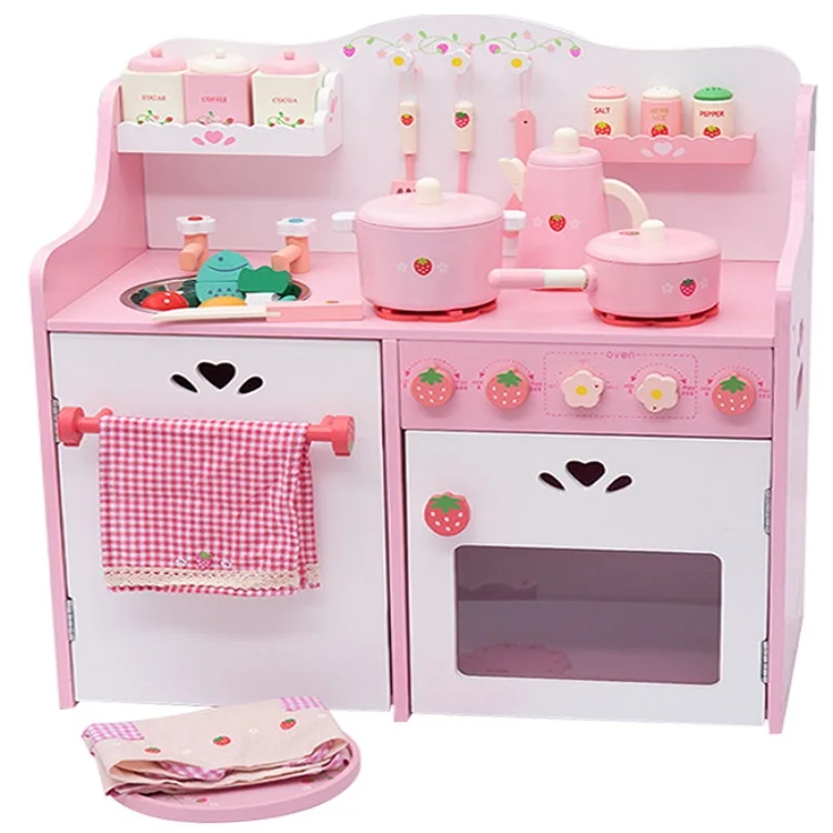 

Cabinet Pink Kitchen Toys With Food Girls Mini Tiny Kitchen Set Toy Pretend Play Wooden Kitchen Set For Kids Toy Food