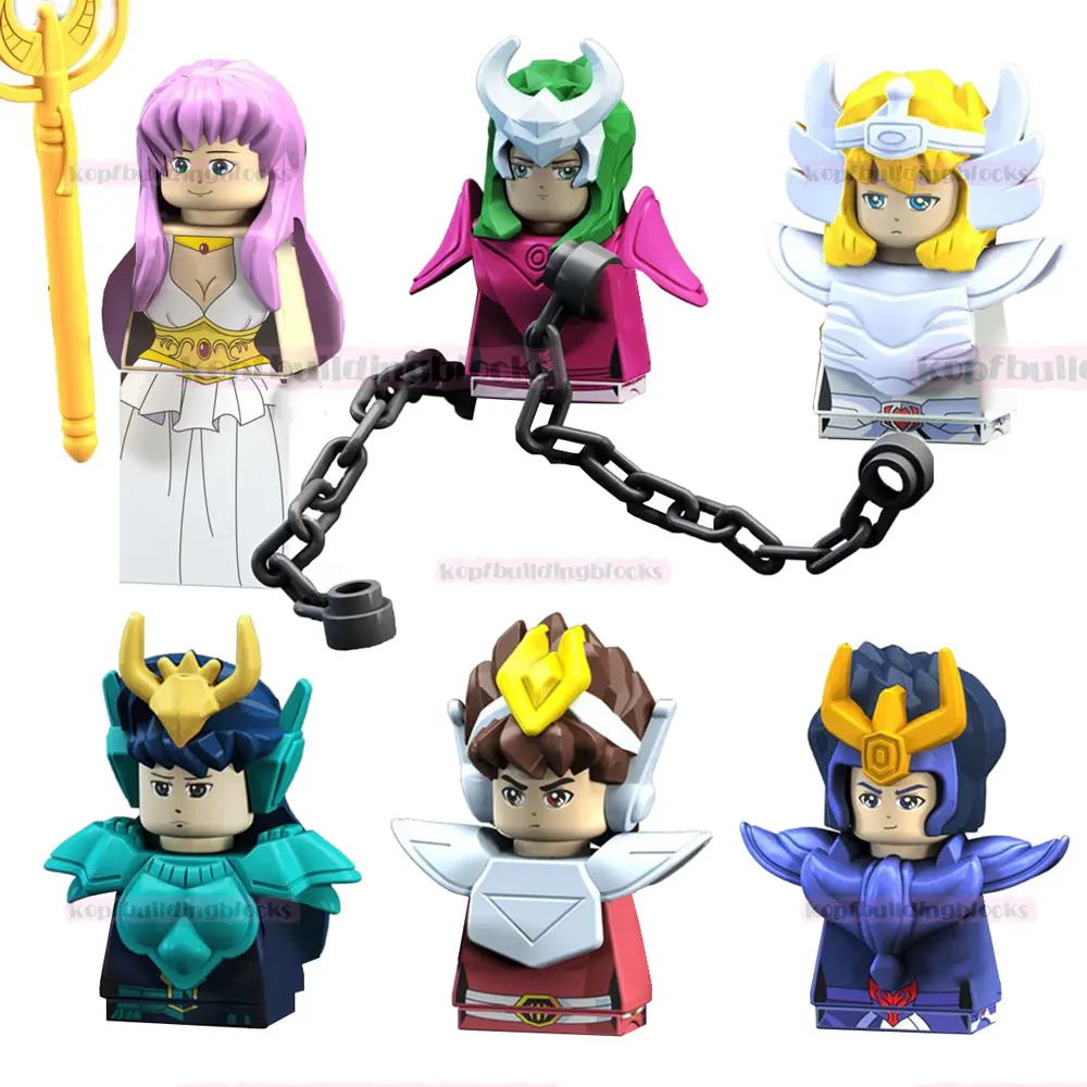 

PG8128 Saint Cartoon Anime Block Figure Athena Seiya Shiryu Phoenix Ikki Hyoga Shun Bronze Saint Building Block Figure Toy Brick