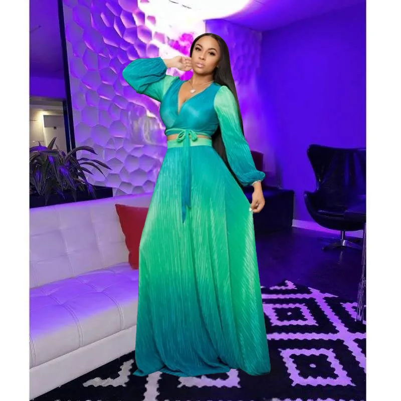 

ZACAVIA 2021 Female Two Piece Dress New Fashion Sexy Deep V Dress with Open Waist