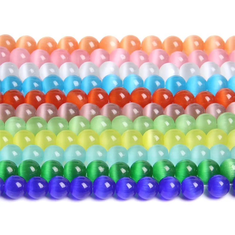 

Wholesale 6-14mm Smooth Round Gemstone Loose Opal Beads Multi Color Round Cat Eye Beads For Jewelry Making