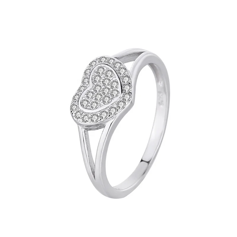 

925 Sterling Silver Jewelry Vintage AAA+ Crystal Love Heart Couple's Wedding Silver Rings for Women Fashion Anel De Prata Bijoux