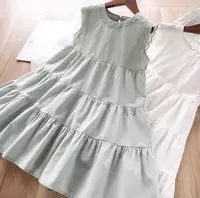 

2020 Summer New Kids Girls Dress Lace Solid Ruffles Children Clothes Kids Dress 4-10years Wholesale