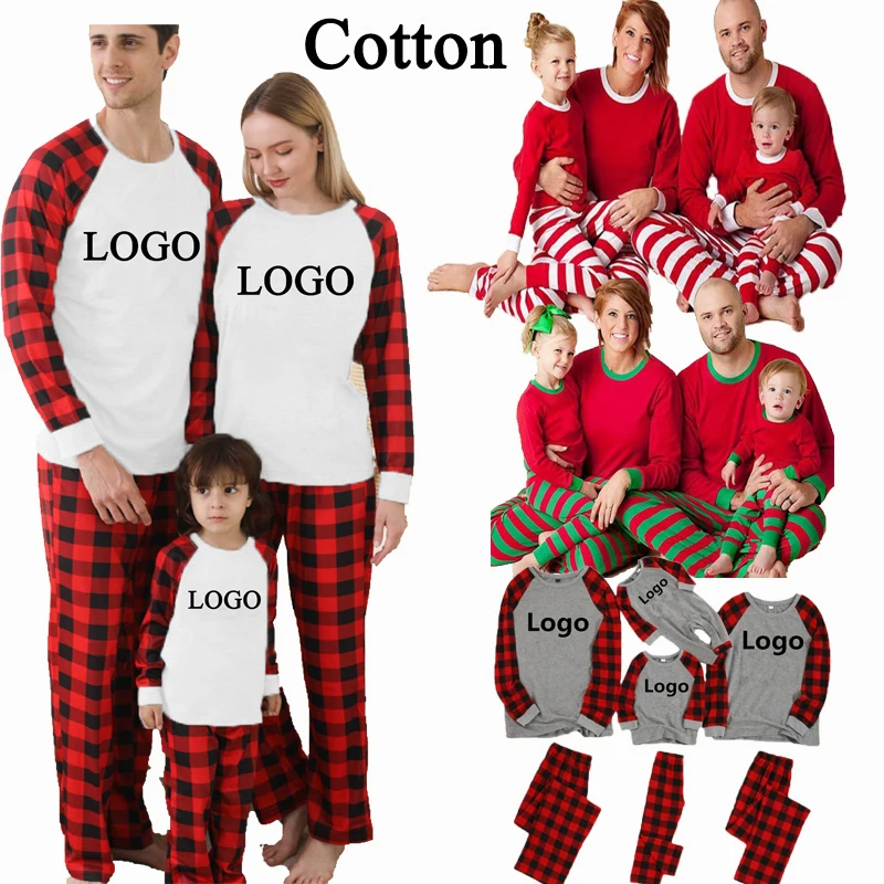 

2021 Pjs Christmas Pyjamas Sets pjs Custom Print Adult Onesie cotton Kids Baby Clothes Matching Family Christmas Pajamas