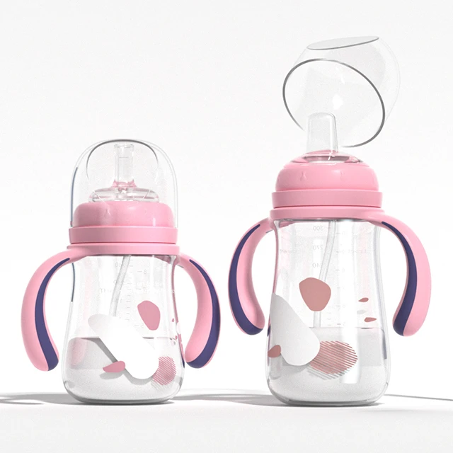 

Low Price Of Brand New 240ml/300ml Baby Bottles Breastfeeding Milk Baby Bottle With Straw And Handle