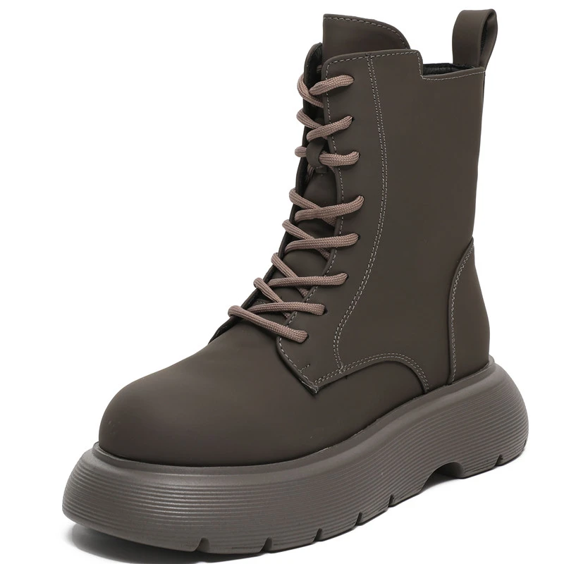 

Dropshipping Custom Logo Women's Genuine Leather Chunky Ankle Luxury Designer Boots