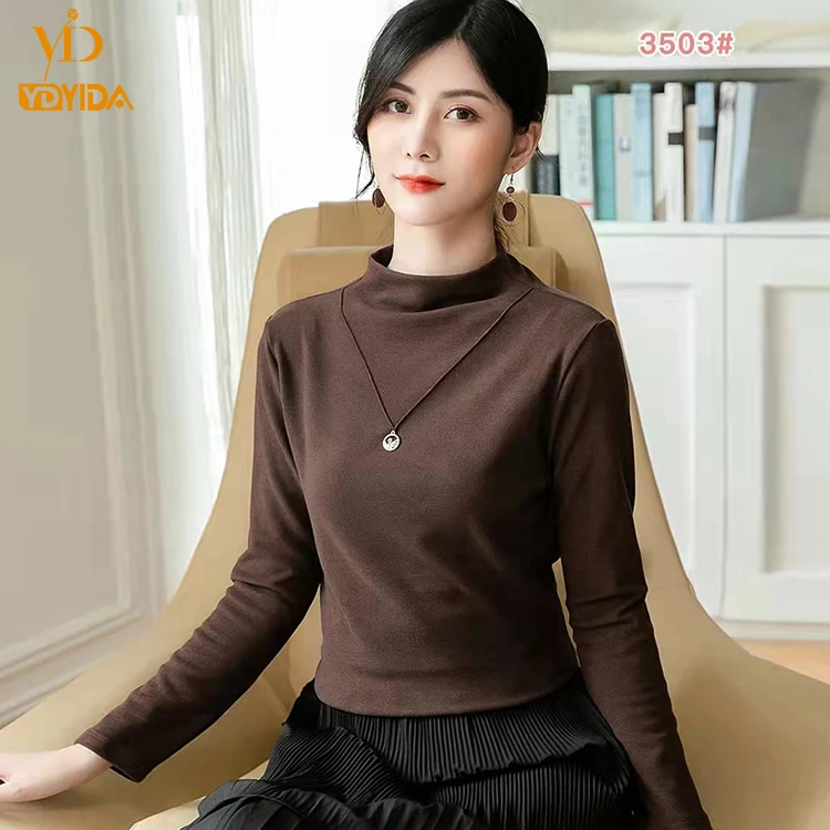 

Fashion High Quality Spring And Autumn Comfortable Women plus size long sleeve cotton t shirts elasticity cotton tops, 5 colors