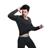 Trackless underwear brushed v-neck men's thermal underwear set long underwear long Johns set heating fiber wholesale