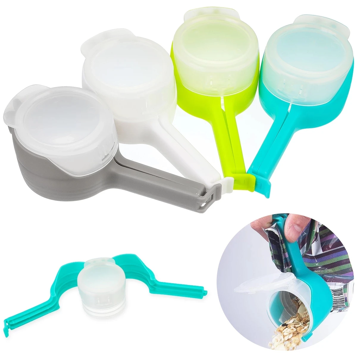 

C40 1pc Food Storage Bag Sealing Clip Kitchen Organizer Plastic Cap Sealer Clip Food Grade PP Bag All-season Snack Clamp 150 Pcs, 4 colors