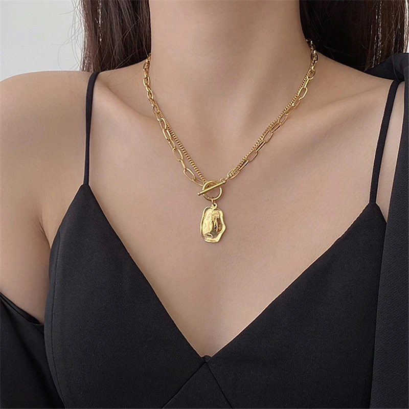 

Aimgal Jewelry Titanium steel retro sexy light luxury contracted irregular necklace woman