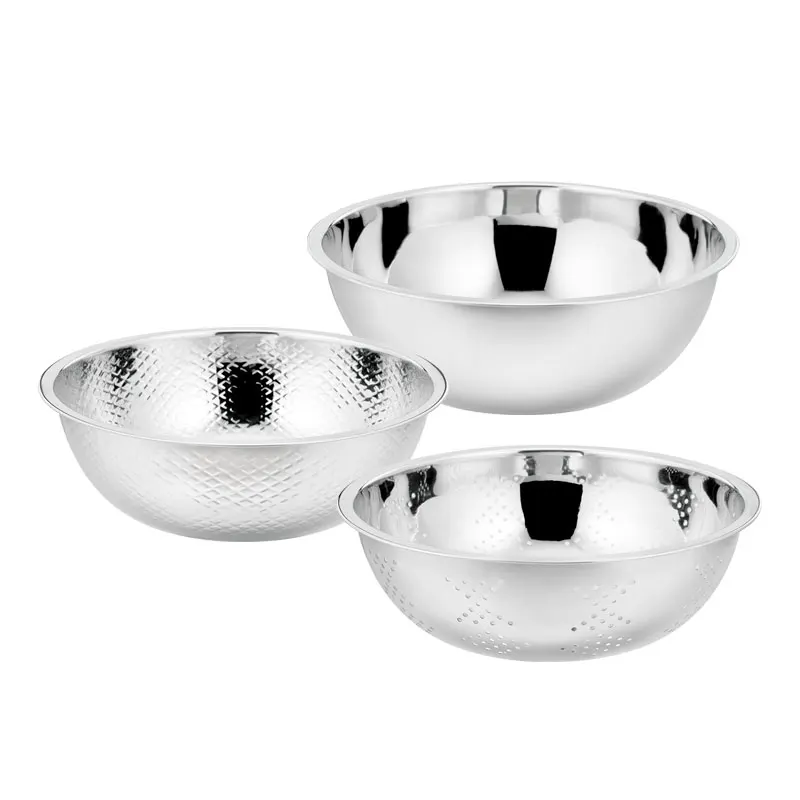 

Stainless Steel Colander rice sieve/kitchen 3pcs Strainer Colander, Silver