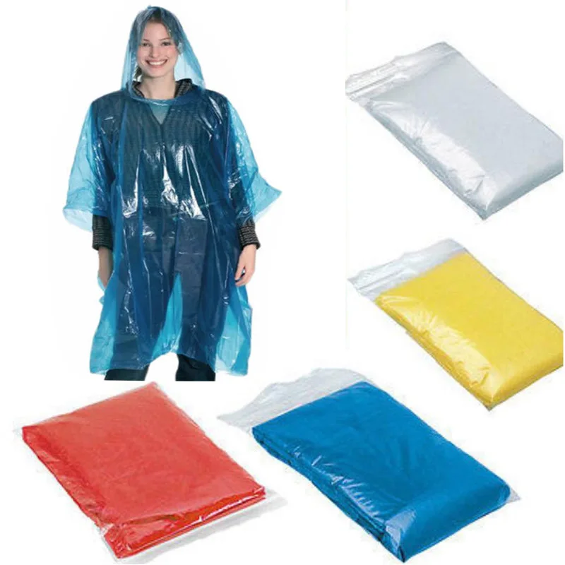

1PC Disposable Raincoat Women Men Rain Poncho for Outdoor Transparent Rain Coat Emergency Rainwear Waterproof Hooded Rain Jacket, Picture