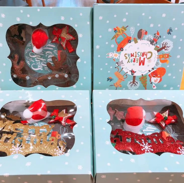 
2020 New Christmas Headband Hair Pin Hair Tie Glass Frame Hair Accessories Gift Set For Kids 