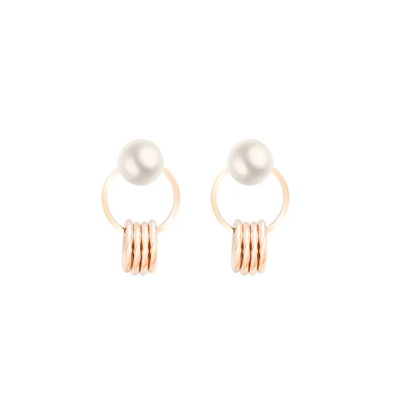 

Customized Stainless Steel 18K Gold Plated Jewelry Hawaiian Double Hoop Personalized Pearl Lady Dangle Earrings