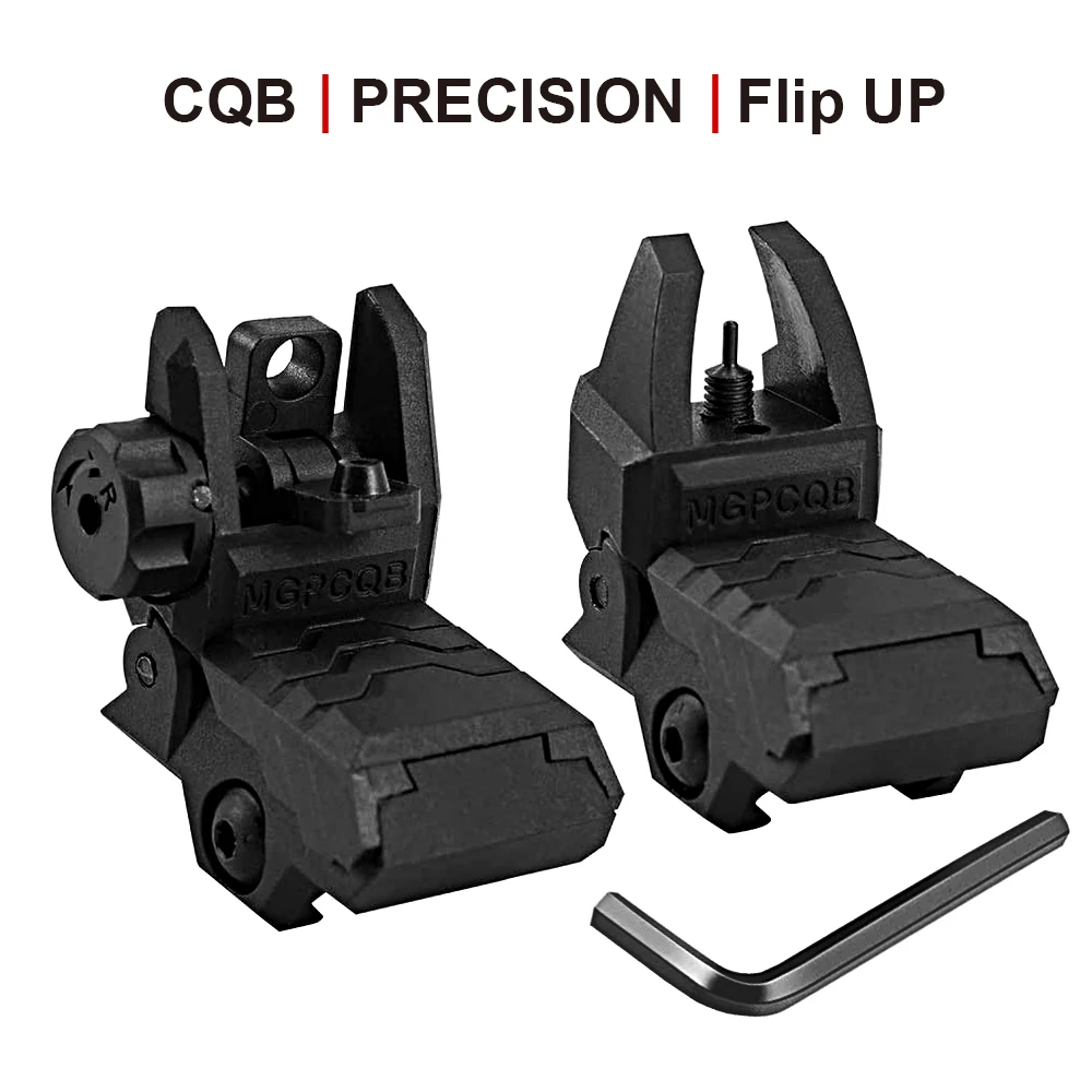 

Bugleman Flip Up Iron Sight Low Profile Front Rear Sight Compatible for Picatinny Rail Black Pop up Backup Sights