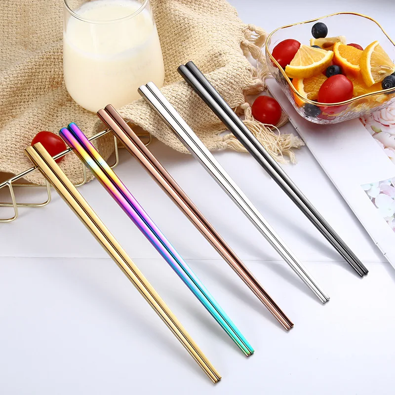 

High Polished Wholesale Colorful Stainless Steel 304 Chopsticks Sushi Sticks Custom Chopsticks, Different colors