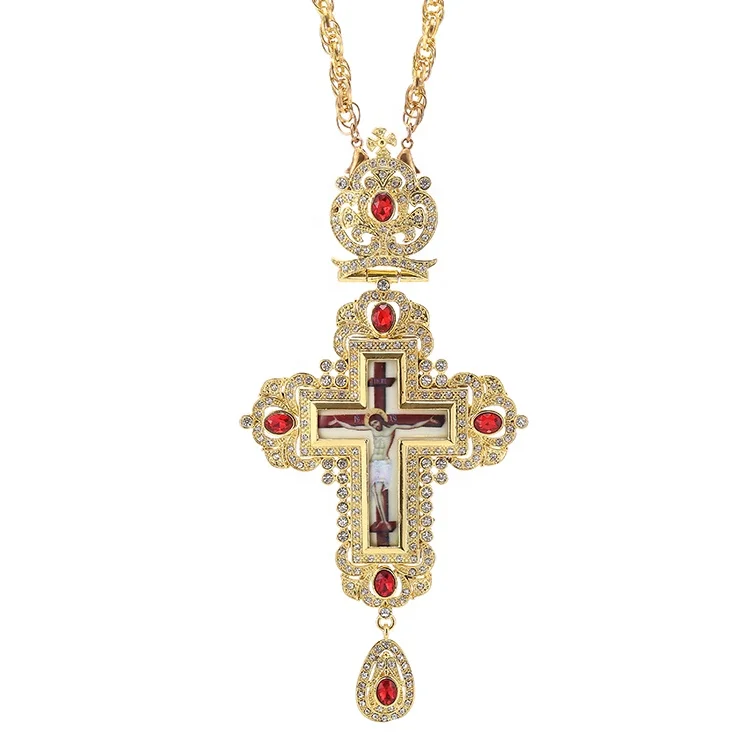 

Jesus Byzantine Cross Pendant Necklace High Quality Russian Handmade Orthodox Catholic Cross Necklace, Picture