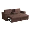 High Quality leather sofa bed functional sofa with tea table and storage for handrail, Living Room Garden Furniture Sofa