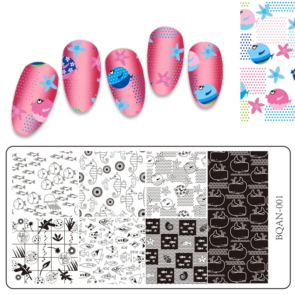 

ANGNYA 12*6cm Nail Art Templates Stamping Plate Design Flower Animal Glass Temperature Lace Stamp Templates Plates Image, Silver