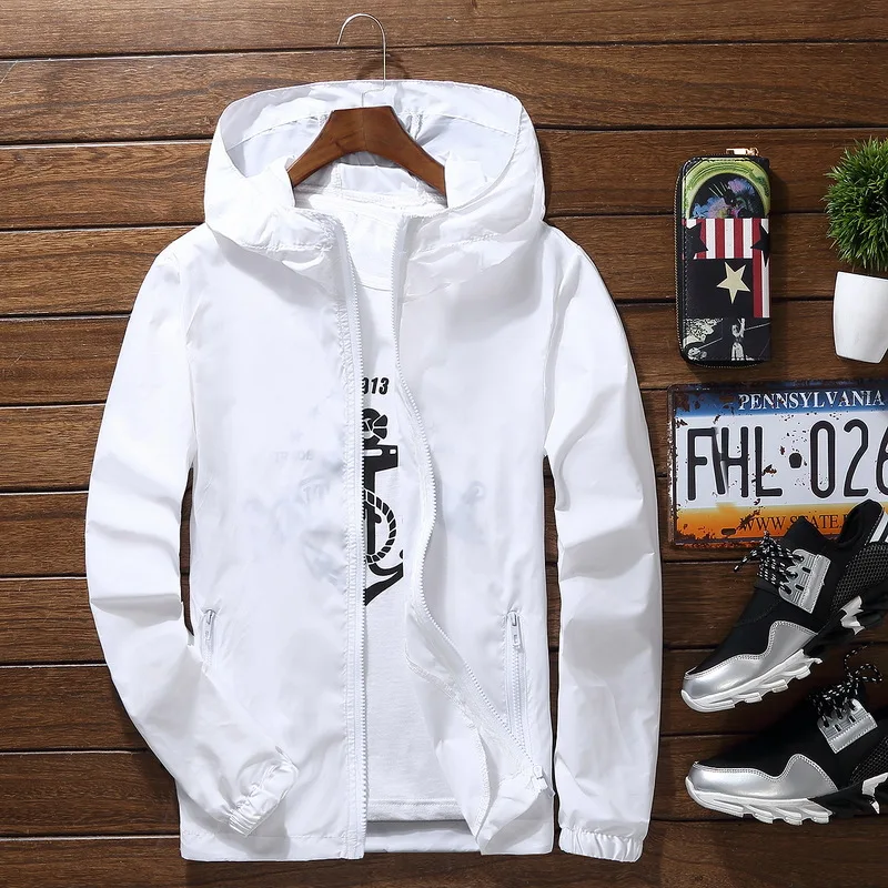 

White bike jackets for man Plus Size S-7XL Korea Style Jacket Plain Casual Long Sleeve Windproof jackets for men