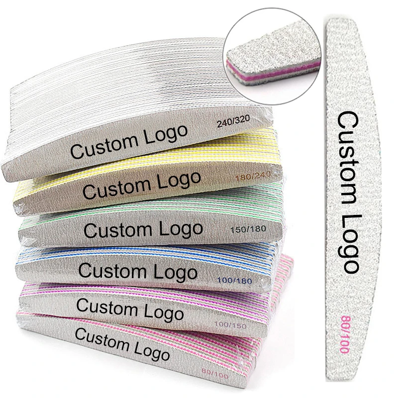 

Wholesale Custom Printed Logo Sets Mini Nail File With Logo Oem Nail File Grit 100/180 Durable Straight Private Label Nail Files