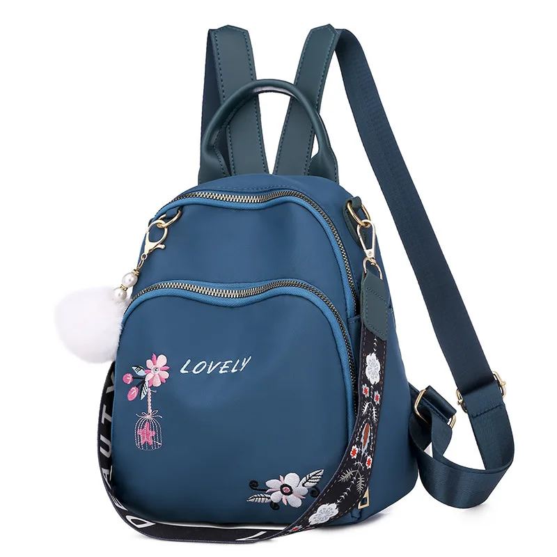 

New Design Waterproof School Women Ladies Oxford Backpack with Flower, 2colors