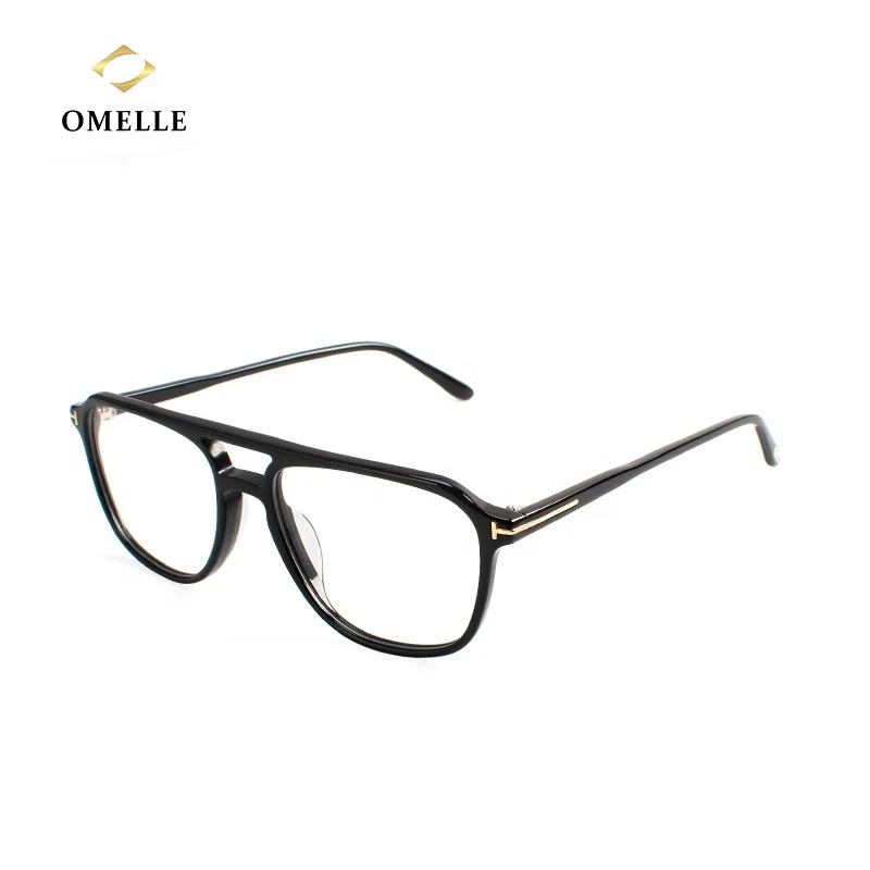 

2021 Designer Pilot Luxury Eyewear Double Bridge Acetate Optical Eyeglasses Frame Womens and Mens