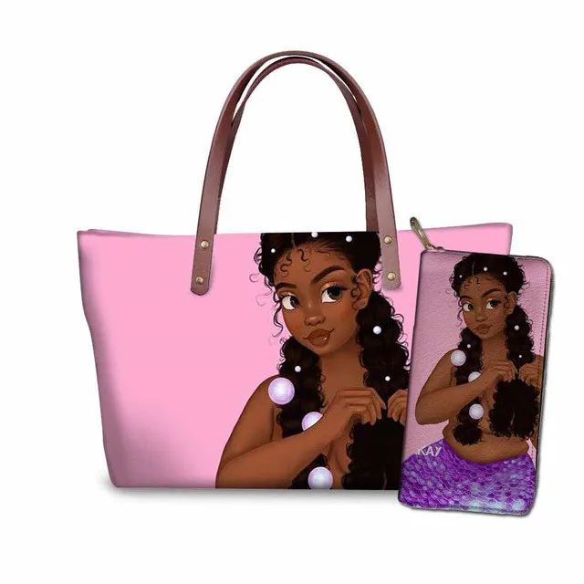

Women 2020 Luxury Design Handbags&Purse Ladies 2pcsset Black Girls Magic African Handbag Sac Main Femme, Customized