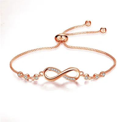 

Hot Crystal Cuffs Symbol Knot Bangle Charms Bracelet Cubic Zirconia Foot Jewelry Infinity Anklet for Women