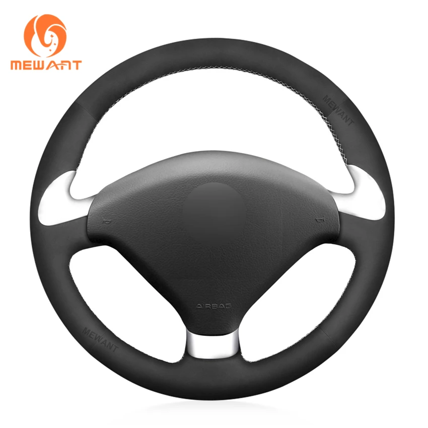 

MEWANT For Peugeot 307 CC Car Accessories Interior Anti-sweat Thin Lace Up Leather Carbon Fiber Steering Wheel Cover