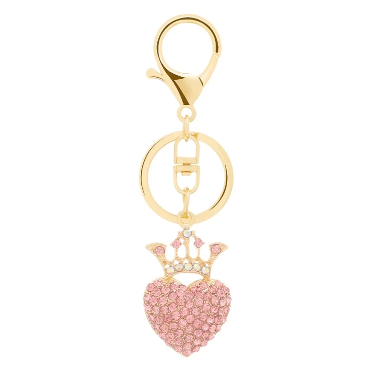 

New style fashion metal crystal alloy heart keychain different colors diamond heart keychain