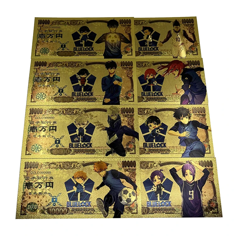 

Wenzhou Factory Price Japanese Anime Blue Lock 10000 Yen Money Gift 24k Gold Plated Banknote