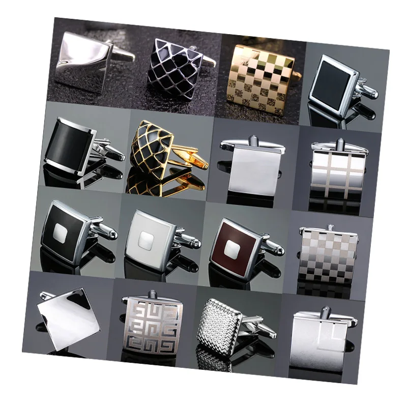 

Luxury Quality Cufflinks For Mens Silver Cuffs Retro Metal Cuff Links Square Men's French Shirt Cufflinks Wedding Jewelry Gifts