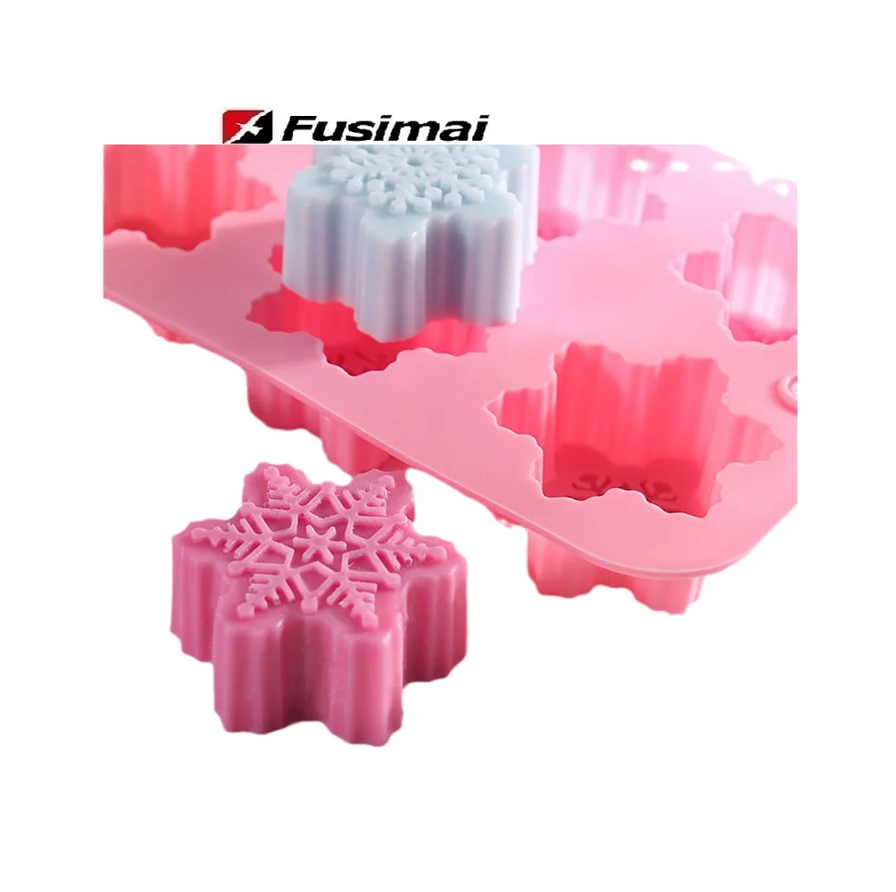 

Fusimai Diy Handmade Soap Model Silicon Mould Christmas Baking 6 Hole Snowflake Silicone Candle Molds