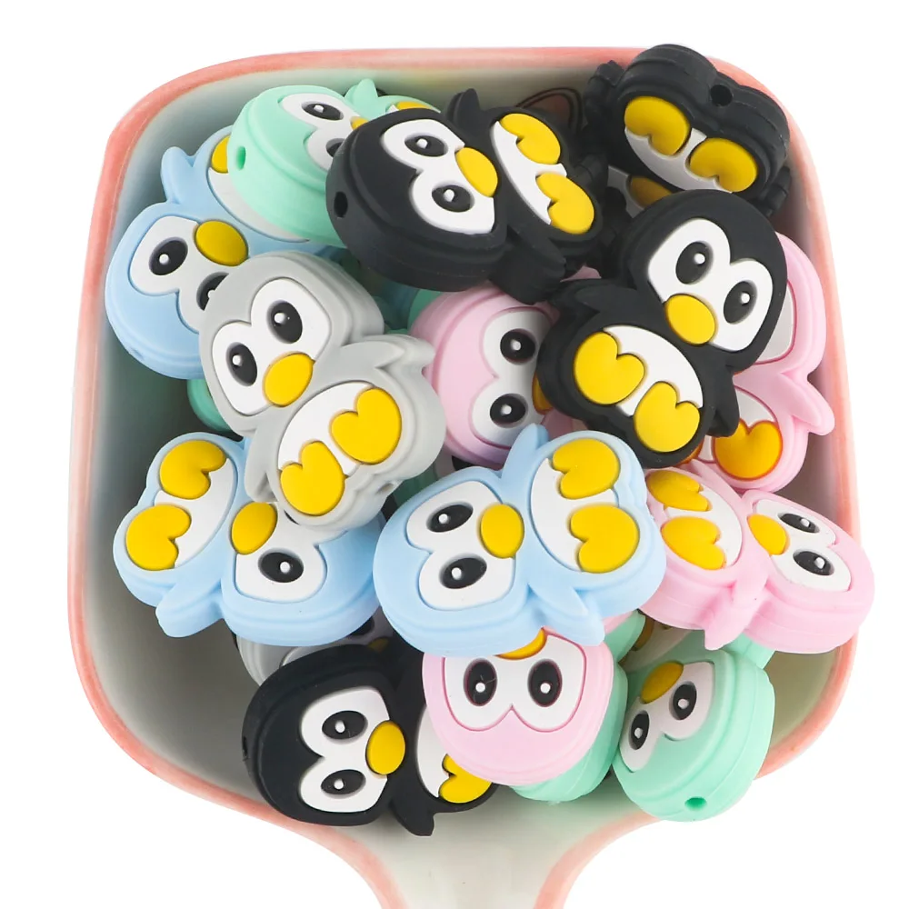 

Kovict Hot Selling Cute penguin Teething Silicone Bead Food Silicone Focal Beads For Pen Making beading