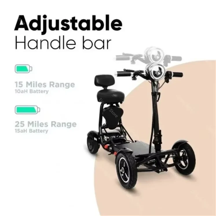 Folding All Terrain 4-Wheel Electric Scooter with Basket & Baby Seat for Family Adults Daily Travel, US EU Warehouse Ready Stock
