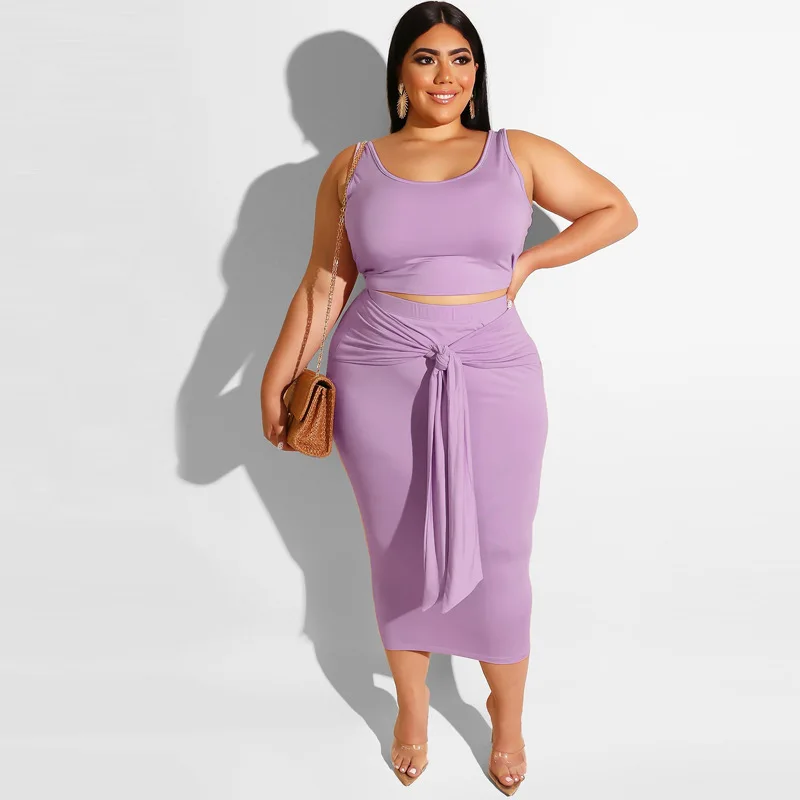 

2022 Summer Solid Color plus size midi dress Women 5xl two piece set dresses tank top with Sexy Dress Beach Wear, As picture